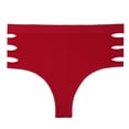 thumbnail image 1 of Women's Plus Size Side Hollow out High Waist Panty Brief Comfy Seamless Underwear Ladies Panties Wine M, 1 of 5