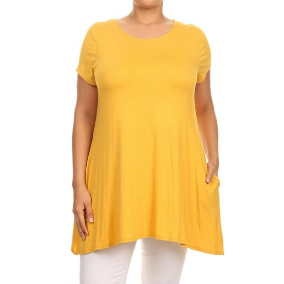 Women's Plus Size Side Pockets Loose Fit Short Sleeves T-Shirt Tunic Top