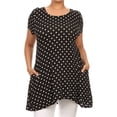 thumbnail image 1 of Women's Plus Size Side Pockets Polka Dot Short Sleeves Relaxed Tunic Tee Top, 1 of 4