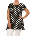thumbnail image 1 of Women's Plus Size Side Pockets Polka Dot Short Sleeves Relaxed Tunic Tee Top, 1 of 4