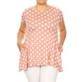 thumbnail image 1 of Women's Plus Size Side Pockets Polka Dot Short Sleeves Relaxed Tunic Tee Top, 1 of 4