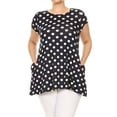 thumbnail image 1 of Women's Plus Size Side Pockets Polka Dot Short Sleeves Relaxed Tunic Tee Top, 1 of 4