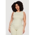 thumbnail image 1 of Women's Plus Size Side Ruched Crew Neck Tank Top, 1 of 4