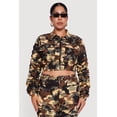 thumbnail image 1 of Women's Plus Size Side Ruched Patterned Zip Front Cropped Jacket, 1 of 5