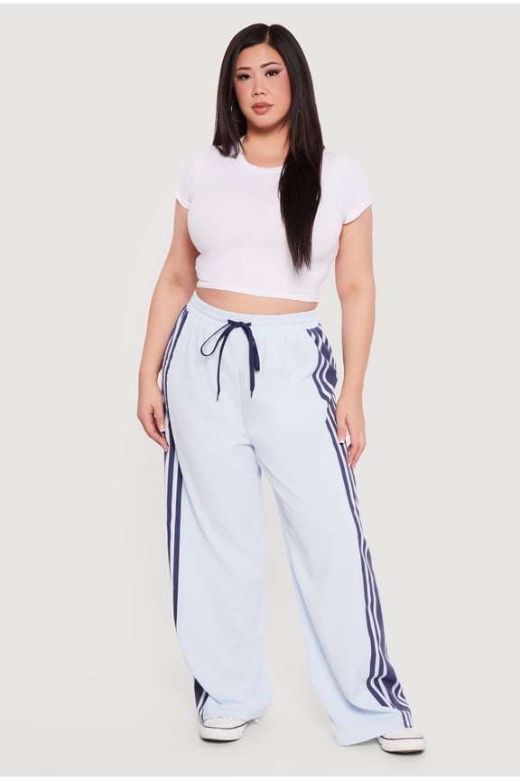 Women's Plus Size Side Stripe Drawstring Waist Track Pants