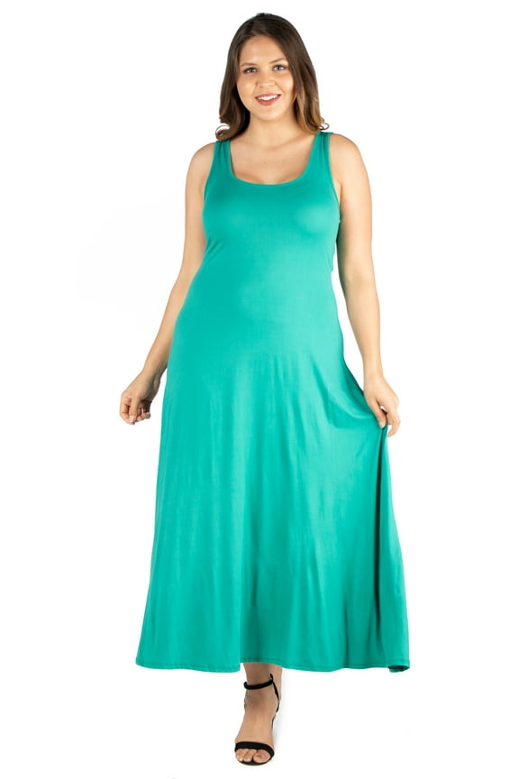 Women’s Plus Size Simple A Line Tank Maxi Dress