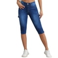 thumbnail image 1 of Women's Plus Size Skinny Jeans - Trendy Ripped 7/10 Length Moderate Stretch Pants, Dark Blue Size L, 1 of 6