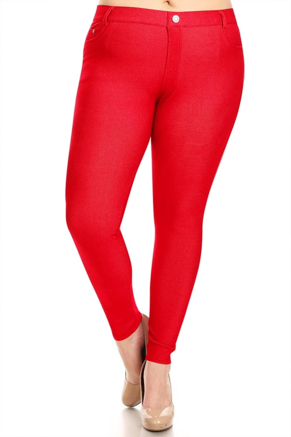 MOA COLLECTION Women's Plus Size Skinny Jeggings with Stretch Fabric and Pockets