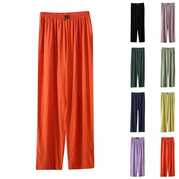 Women's Plus Size Sleep Pants Akafmk Women Cotton Pajamas Pants Soft Sleepwear Bottom Pants Solid Color Loose Home Pants Lightweight Loungewear Pants with Pockets