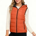 thumbnail image 1 of Women's Plus Size Sleeveless Down Vest with Hood, Orange, Size XXL, 1 of 4