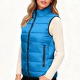 thumbnail image 1 of Women's Plus Size Sleeveless Down Vest with Stand Collar, Blue, Size XXXXL, 1 of 4