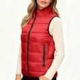thumbnail image 1 of Women's Plus Size Sleeveless Down Vest with Stand Collar, Red, Size XXXXXL, 1 of 4
