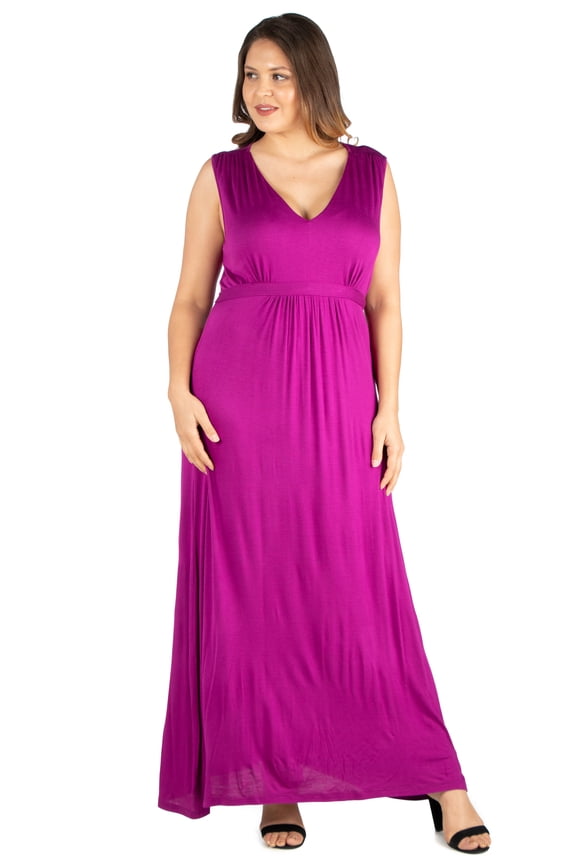 Women’s Plus Size Sleeveless Empire Waist Maxi Dress