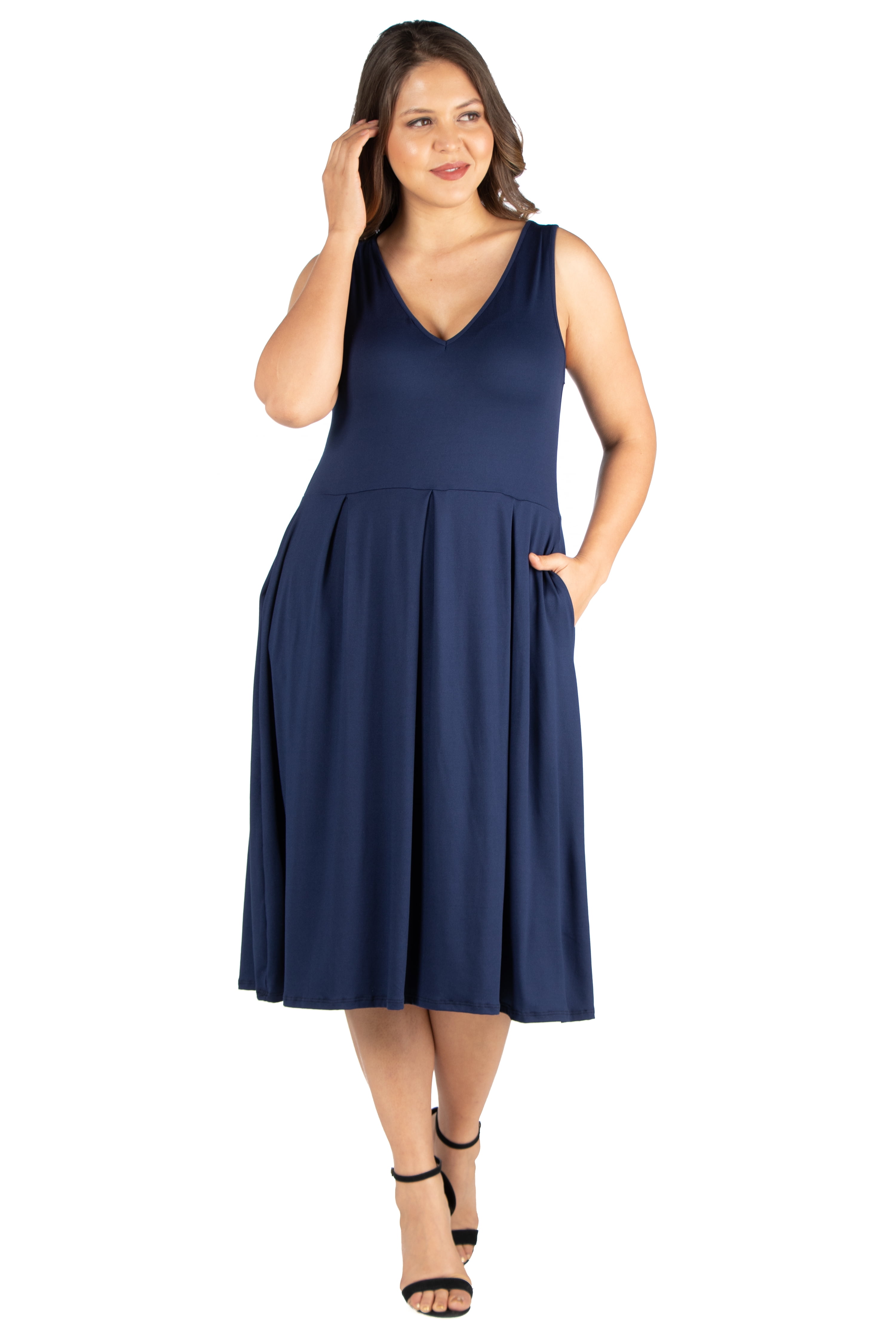plus size fit and flare dress with pockets Fit And Flare Floral Dresses With Pockets
