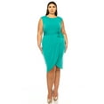 thumbnail image 1 of MOA Collection Women's Plus Size Sleeveless Sheath Dress Knife PleatsTulip Skirt Front Sash Detail, 1 of 6