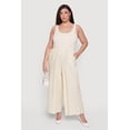 thumbnail image 1 of Women's Plus Size Sleeveless Striped Ribbed Knit Jumpsuit, 1 of 3