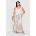 thumbnail image 1 of Women's Plus Size Sleeveless Striped Ribbed Knit Jumpsuit, 1 of 3