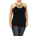 thumbnail image 1 of Women's Plus Size Slim Fit Cross Front Spaghetti Strap Active Solid Cami Tank Top, 1 of 4