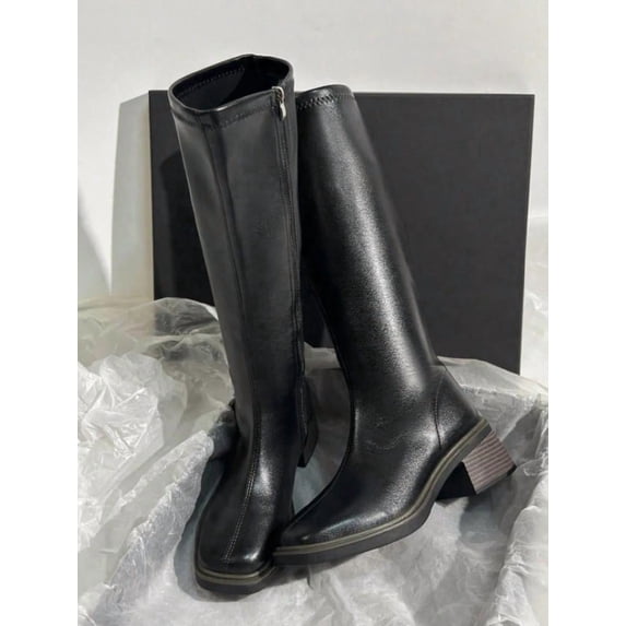 Women’s Plus Size Slouchy Ankle Boots - Stylish Solid Color Design, Easy To Wear, Round Toe, Medium Square Heel, Suede Lining, PU Upper, Rubber Sole 2026
