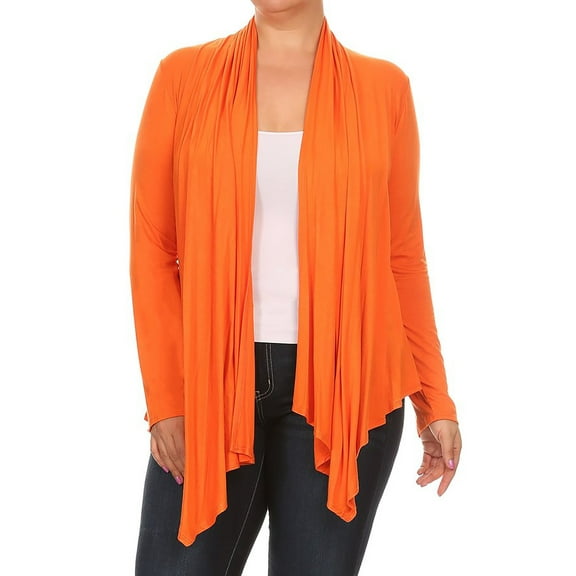 Women's Plus Size Soft Casual Drape Open Front Cardigan Long Sleeve