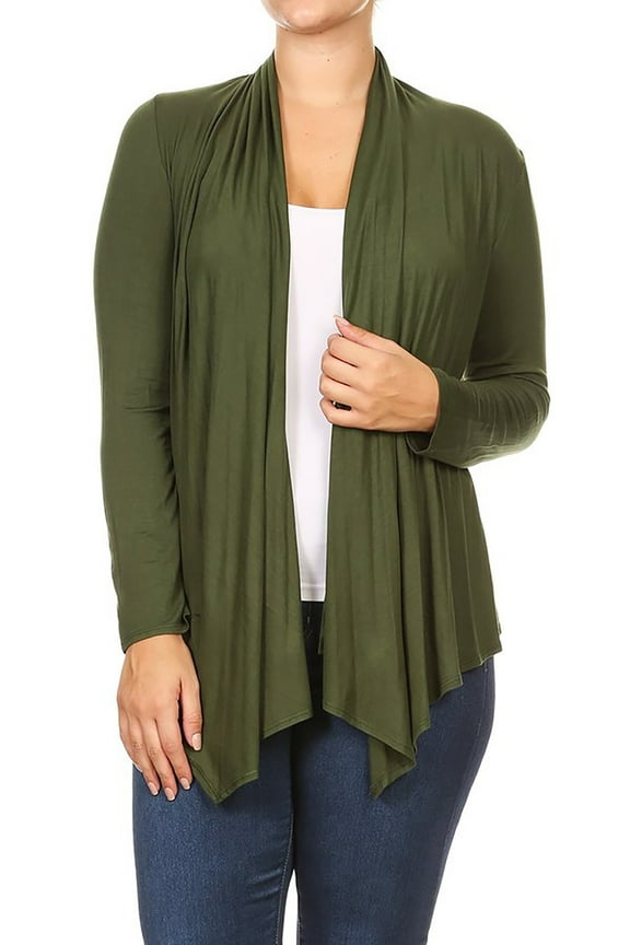Women's Plus Size Soft Casual Drape Open Front Cardigan Long Sleeve
