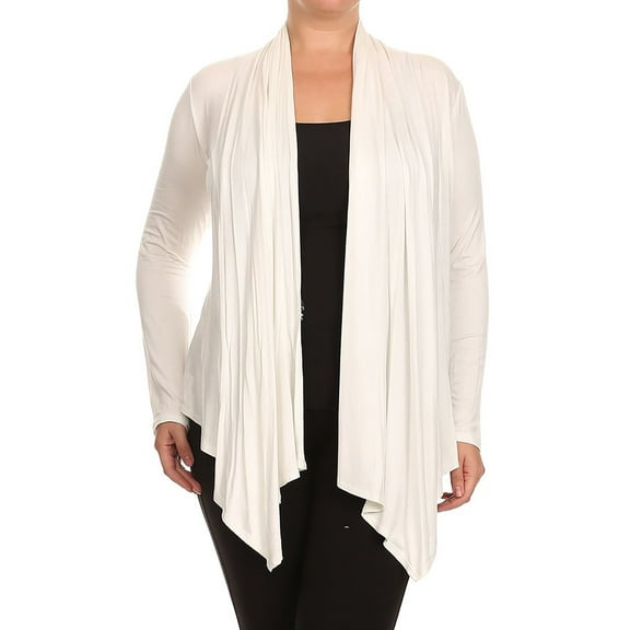 Women's Plus Size Soft Casual Drape Open Front Cardigan Long Sleeve