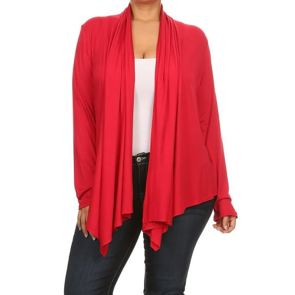 Women's Plus Size Soft Casual Drape Open Front Cardigan Long Sleeve