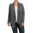 thumbnail image 1 of Women's Plus Size Soft Casual Drape Open Front Cardigan Long Sleeve, 1 of 4