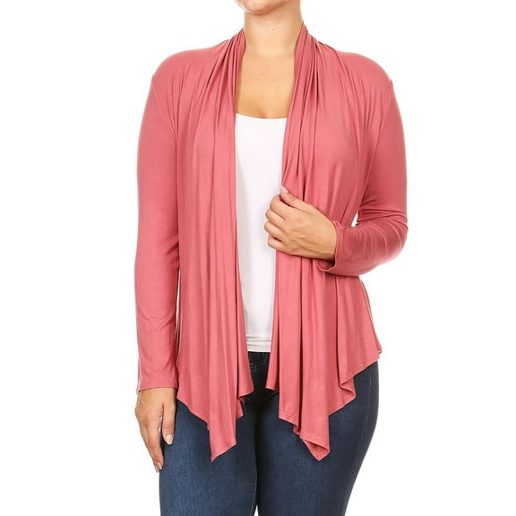 Women's Plus Size Soft Casual Drape Open Front Cardigan Long Sleeve