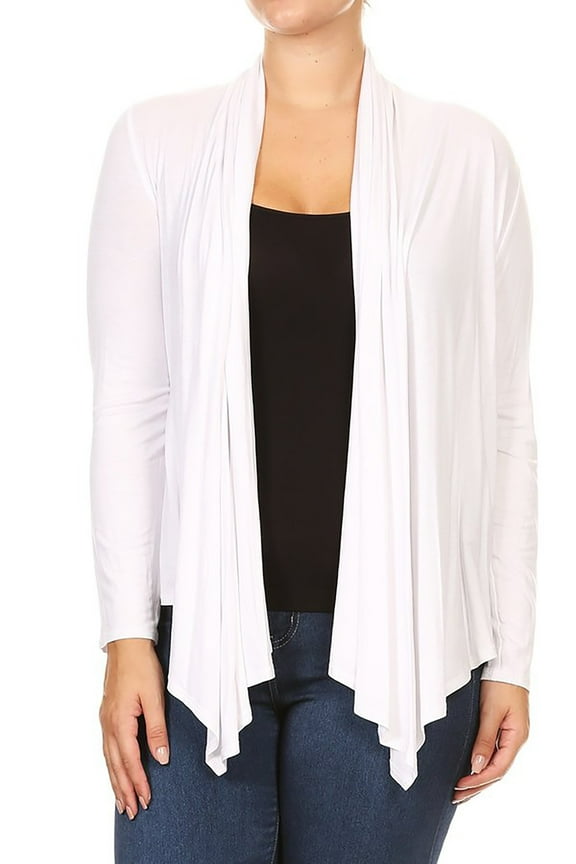 Women's Plus Size Soft Casual Drape Open Front Cardigan Long Sleeve
