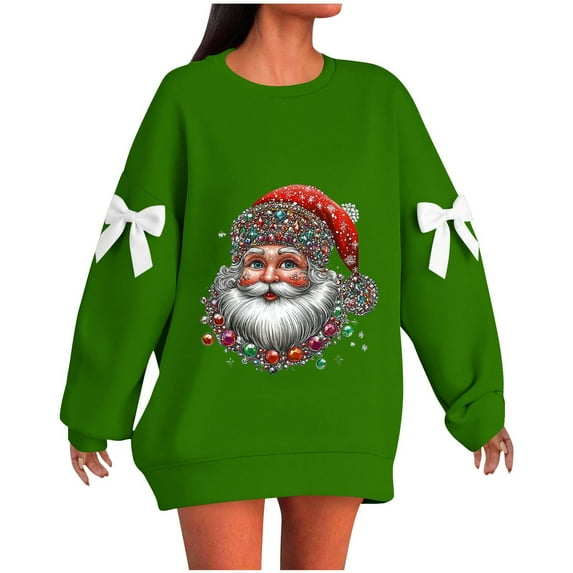 Women's Plus Size Soft Christmas -Themed Sweatshirt Casual Pattern Print Loose Fit Long-Sleeve Crew Neck Basic Pullover Tops