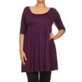 thumbnail image 1 of Women's Plus Size Solid 3/4 Sleeve Relax Fit Jersey Knit Tunic Top Dress, 1 of 5