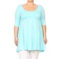 thumbnail image 1 of Women's Plus Size Solid 3/4 Sleeve Relax Fit Jersey Knit Tunic Top Dress, 1 of 5