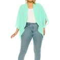 thumbnail image 1 of Women's Plus Size Solid Casual Cardigan Loose Fit Draped Ruffles Kimono Sleeve, 1 of 6
