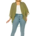 thumbnail image 1 of Women's Plus Size Solid Casual Cardigan Loose Fit Draped Ruffles Kimono Sleeve, 1 of 6