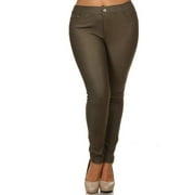 Women's Plus Size Solid Casual Comfort Lightweight Stretchy Jean Pocket Jeggings Pants