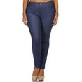 thumbnail image 1 of Women's Plus Size Solid Casual Comfort Lightweight Stretchy Jean Pocket Jeggings Pants, 1 of 4