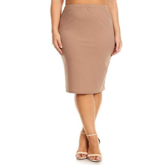 Women's Plus Size Solid Casual Sexy Knee Length High Waist Pencil Skirt