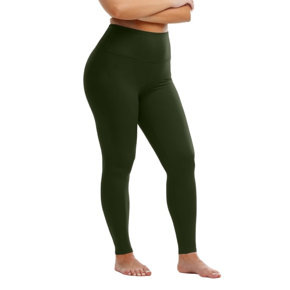 Women's Plus Size Solid Color Butt Lifting Workout Leggings, High Waist Yoga Pants for Women, Tummy Control Athletic Pants, Compression Fit,Army Green,XL