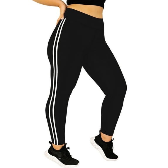 Women's Plus Size Solid Color Butt Lifting Workout Leggings, High Waist Yoga Pants for Women, Tummy Control Athletic Pants, Compression Fit,Black,5XL