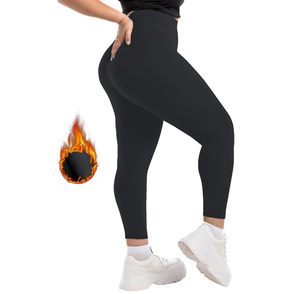 Women's Plus Size Solid Color Butt Lifting Workout Leggings, High Waist Yoga Pants for Women, Tummy Control Athletic Pants, Compression Fit,Black,5XL