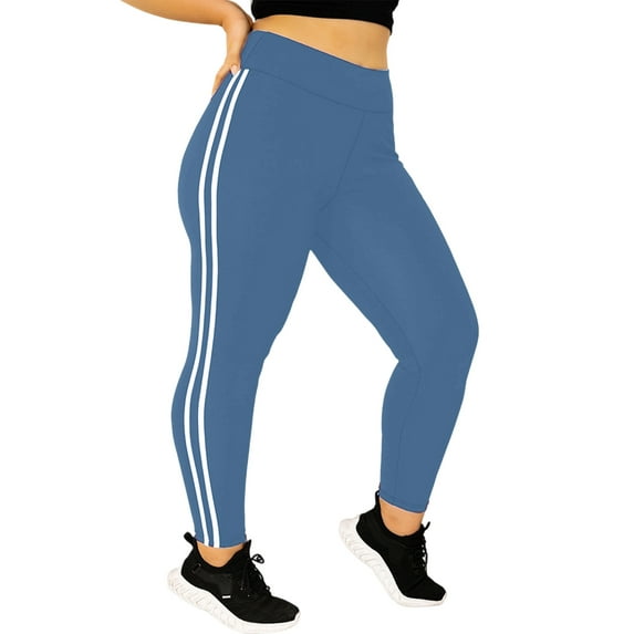 Women's Plus Size Solid Color Butt Lifting Workout Leggings, High Waist Yoga Pants for Women, Tummy Control Athletic Pants, Compression Fit,Blue,3XL