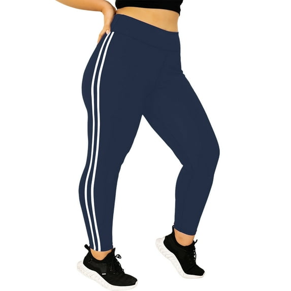 Women's Plus Size Solid Color Butt Lifting Workout Leggings, High Waist Yoga Pants for Women, Tummy Control Athletic Pants, Compression Fit,Navy,2XL