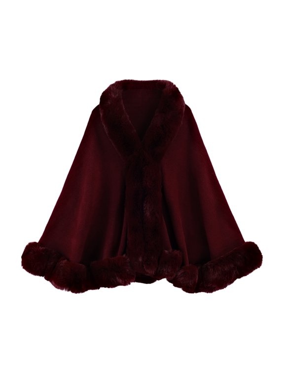 Women's Plus Size Solid Color Cape Shawl, Loose Knitted Cardigan Jacket, Elegant Casual Outerwear for Spring Autumn Winter Wine