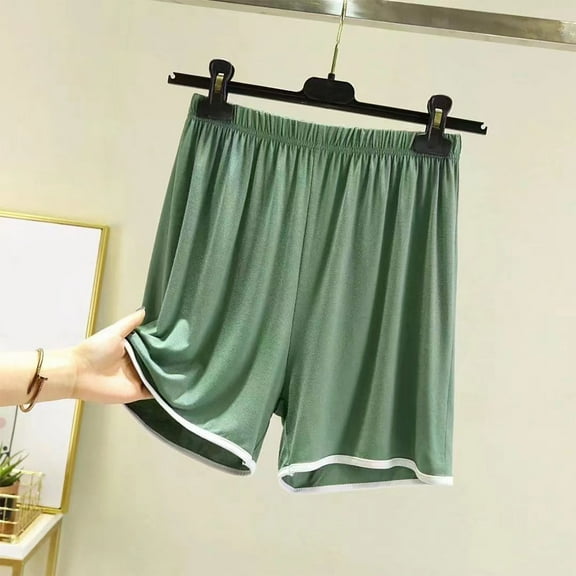 Women's Plus Size Solid Color Casual Five-Quarter Pants for Home and Sleep