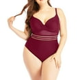 thumbnail image 1 of Women's Plus Size Solid Color Swimwear With High Elastic Nylon Material Adjustable Shoulder Straps And Underwire Cups Points, 1 of 2