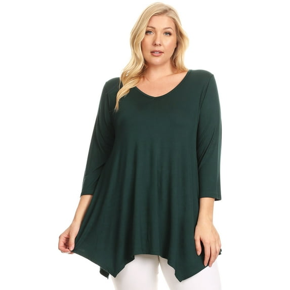 Women's Plus Size Solid Color Short Sleeve Tunic Top Relaxed Fit
