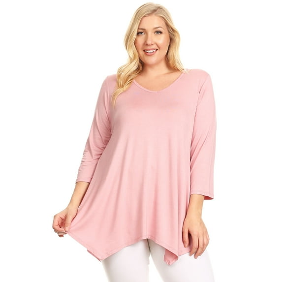 Women's Plus Size Solid Color Short Sleeve Tunic Top Relaxed Fit