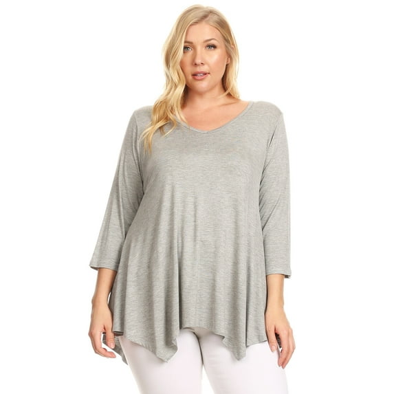Women's Plus Size Solid Color Short Sleeve Tunic Top Relaxed Fit