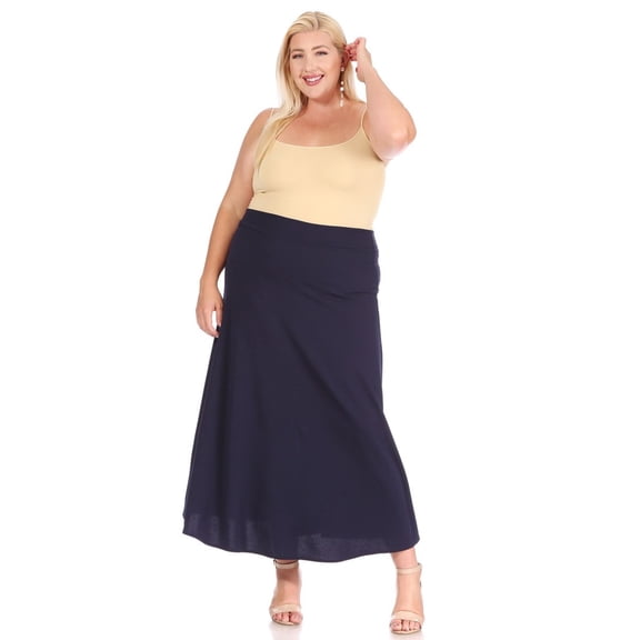 Women's Plus Size Solid Flare A Line Long Skirt Comfortable Casual Maxi Style